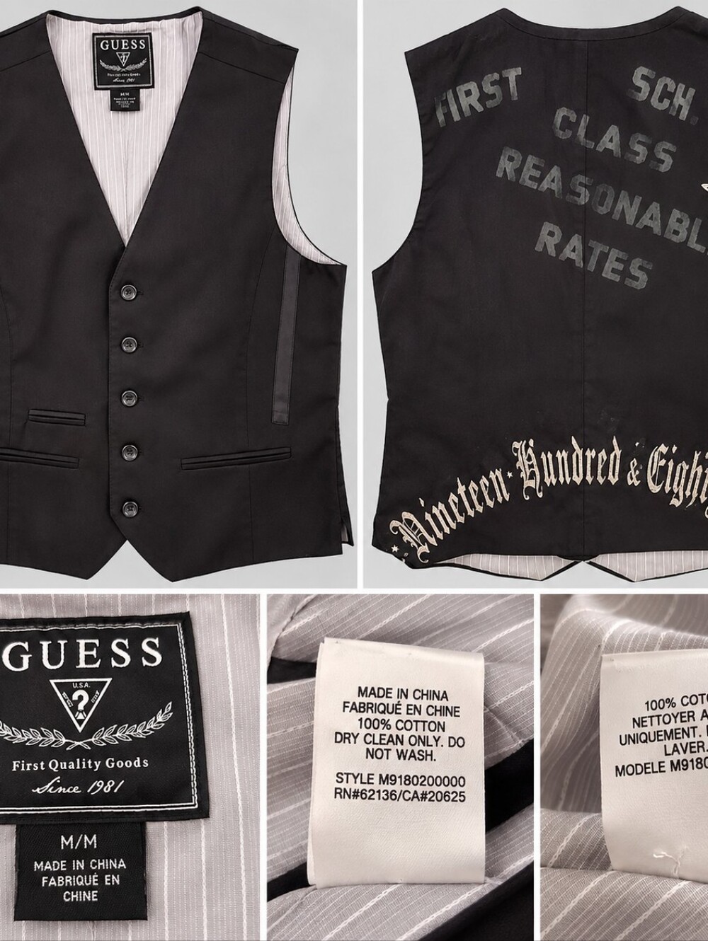 GUESS Black Cotton Men's Vest with Graphic Back
